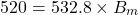 \[ 520 = 532.8 \times B_m \]