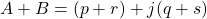 \[A + B = (p + r) + j(q + s) \]