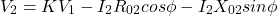 \[V_2 = KV_1 - I_2R_{02} cos \phi - I_2X_{02} sin\phi \]