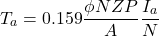 \[T_a = 0.159 \frac{\phi N Z P}{A} \frac{I_a }{N} \]
