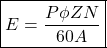 \[ \boxed{E = \frac{P\phi ZN}{60A} } \]
