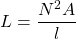 \[L = \frac{N^2 A}{l} \]