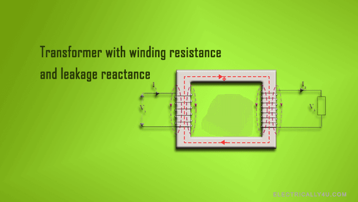 Transformer with winding resistance and leakage reactance