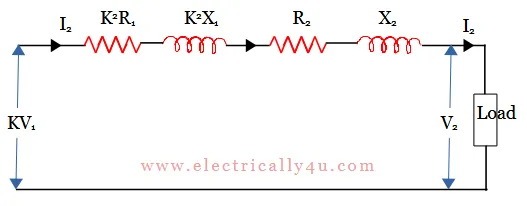 Equivalent resistance and reactance of transformer referred to Secondary