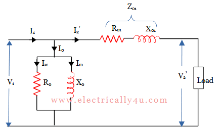 exact equivalent circuit of transformer referred to primary
