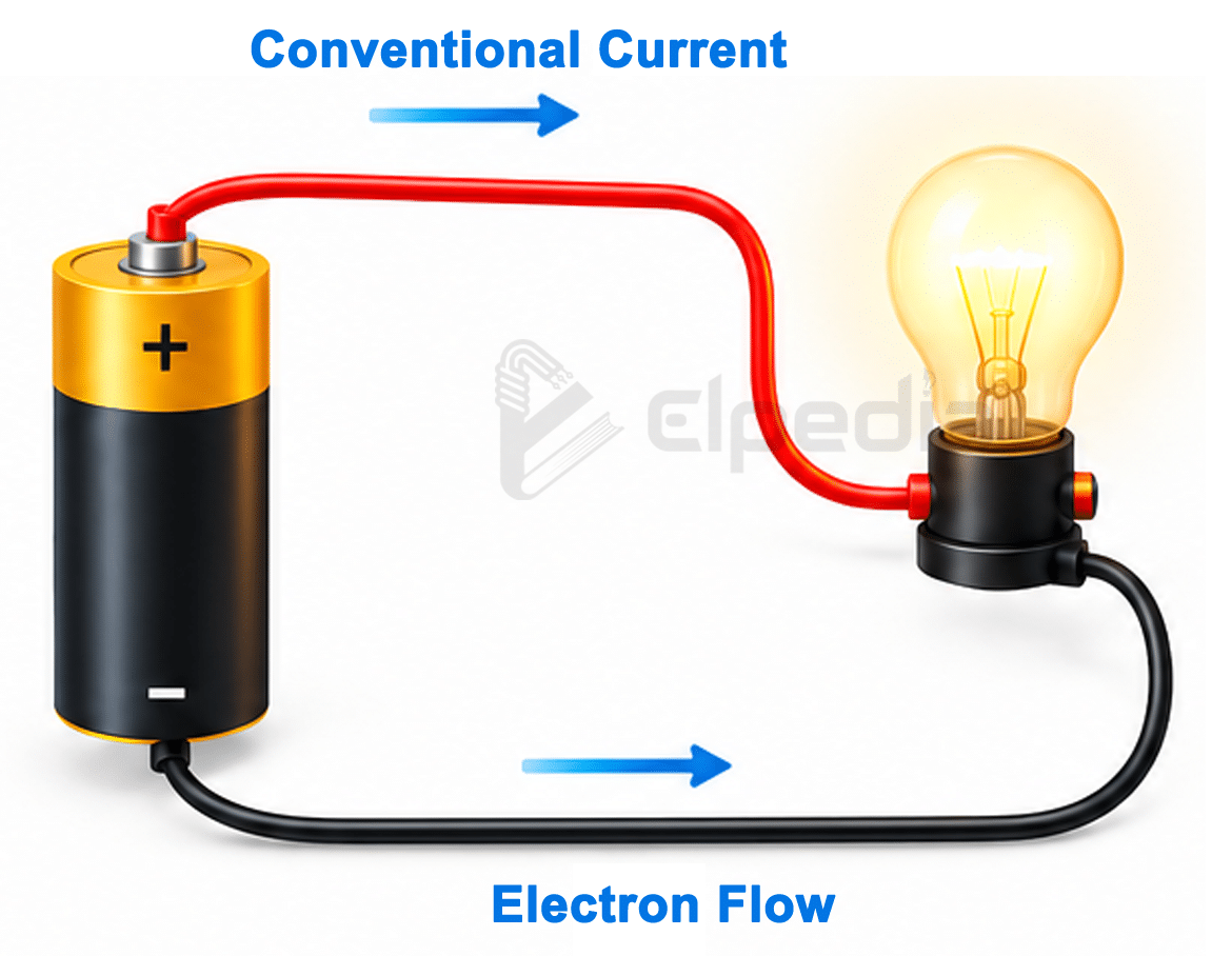 Conventional current and electron flow